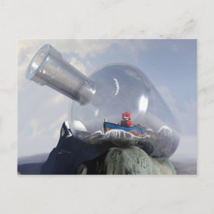 Ein Roboter in einer Flasche Postkarte