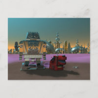 Ein Roboter und seine Hundepostkarte