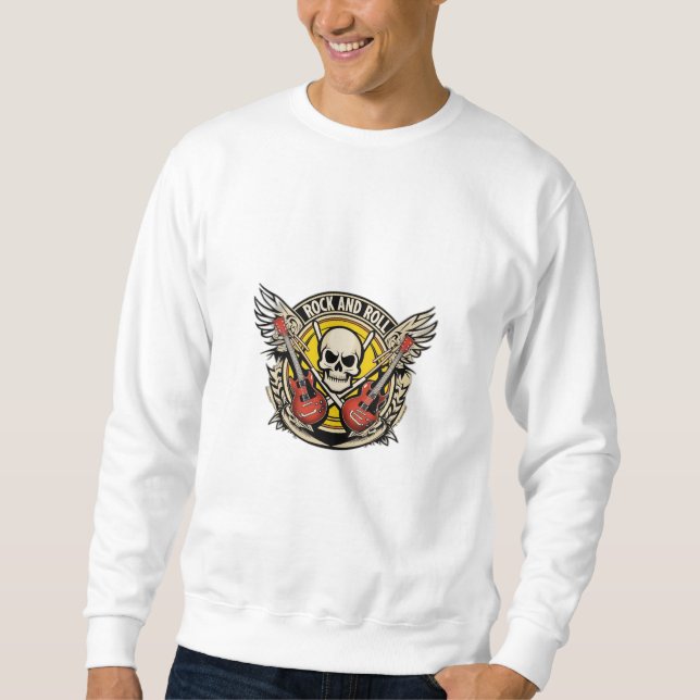 ein Rock-and-Roll-Emblem mit einem Schädel Sweatshirt (Vorderseite)