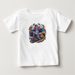 Ein Rock-n-Roll-Skelett-Skateboarder für Ha Baby T-shirt