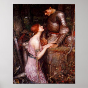 Ein romantisches Poster einer Dame und ihres Ritte