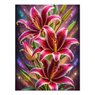 Ein rosa Burst: Stargazer Lilies in lebendigem Blu Fotodruck