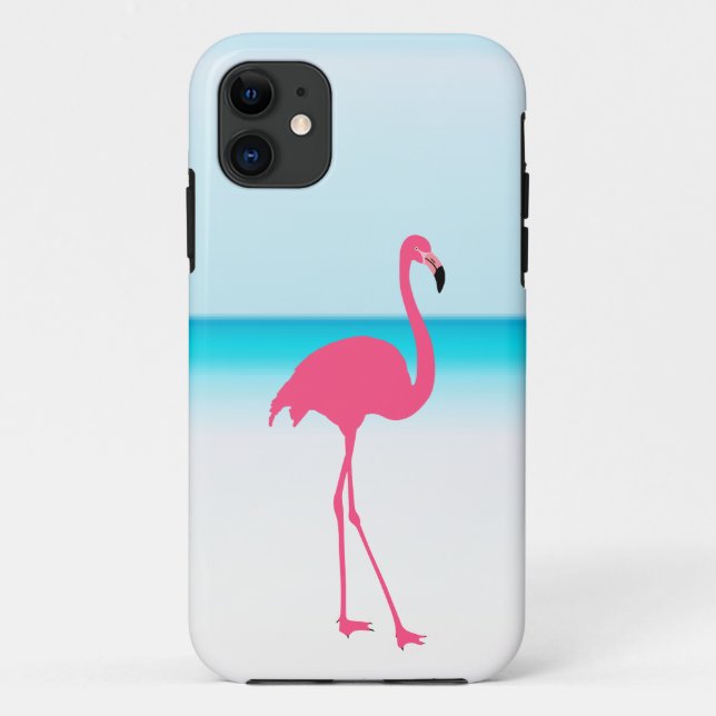Ein rosa Flamingo am Strand Case-Mate iPhone Hülle (Rückseite)
