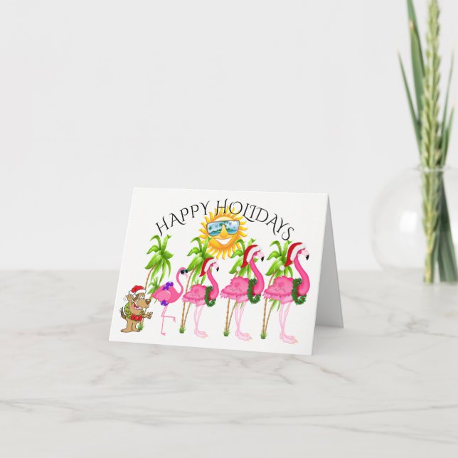 Ein rosa Flamingo FamilienurlaubZforDayz Feiertagskarte (Vorderseite)