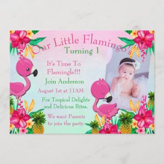 Ein rosa Flamingo Flamingling 1. bday Party laden Einladung