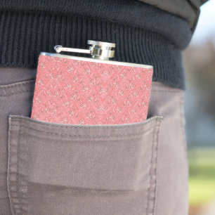 ein rosa Hintergrund mit einem Muster in der Mitte Flachmann