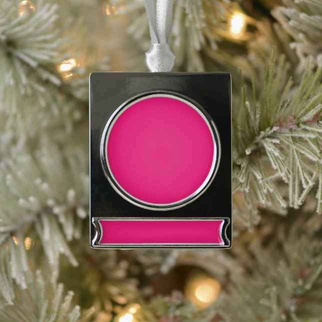 ein rosa Hintergrund mit schwarzem Rand Banner-Ornament Silber (Baum)