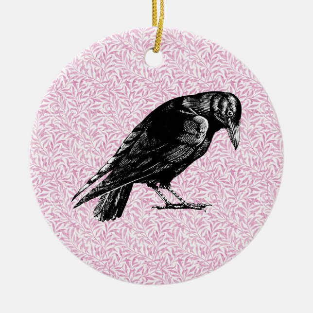 Ein rosa oder schwarz rosa rotes oder rotes Hallow Keramik Ornament (Vorne)