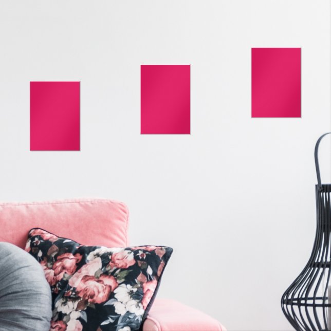 Ein rosa Quadrat mit einer knusprigen, weißen Kant Bilderwand Sets (Wohnzimmer)