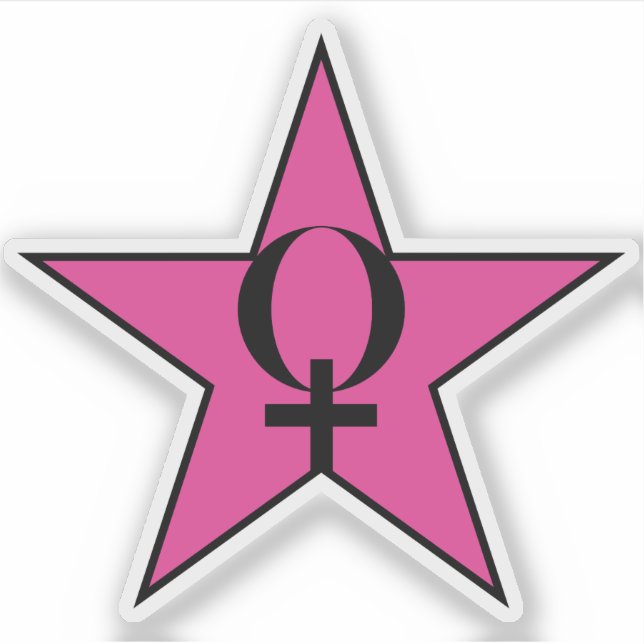 Ein rosa Stern des Feminismus v3 Aufkleber (Vorderseite)