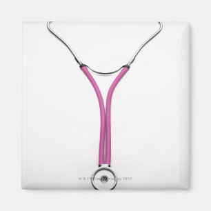 Ein rosa Stethoskop mit dem Symbol Magnet