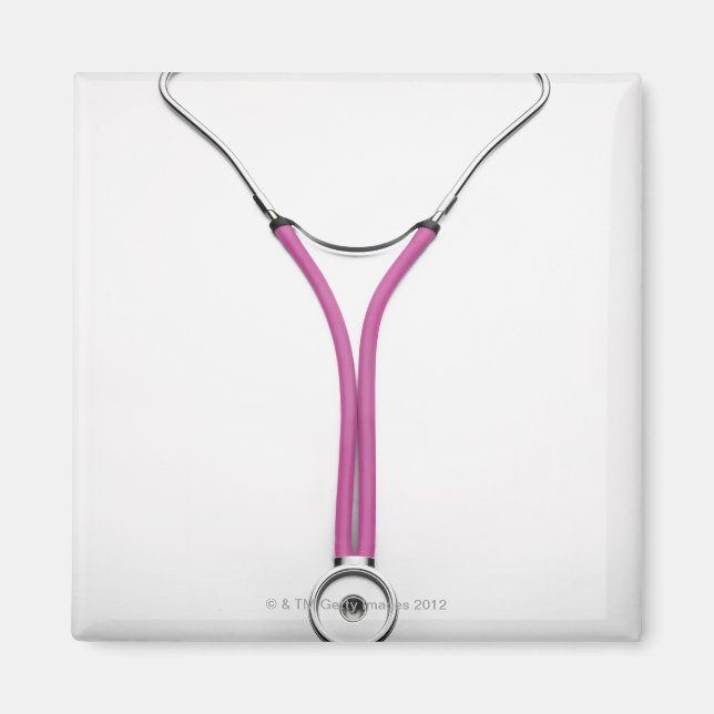 Ein rosa Stethoskop mit dem Symbol Magnet (Vorne)