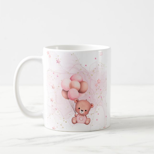 Ein rosa Teddy-Geburtstags-Mug Kaffeetasse (Links)