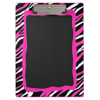 Ein rosa u. weißes Zebra-Druck-Klemmbrett Klemmbrett