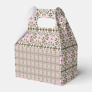 ein rosa und braunes Muster auf weißem Hintergrund Geschenkschachtel