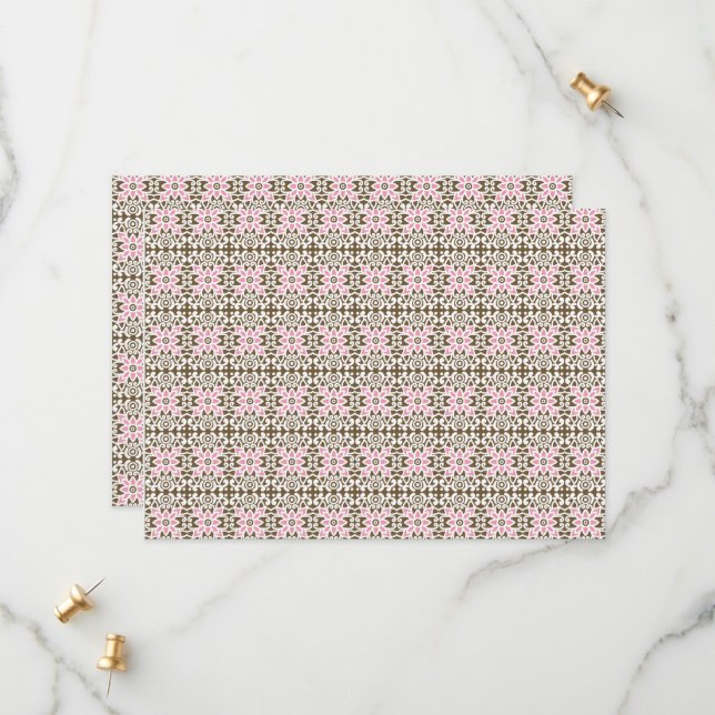 ein rosa und braunes Muster auf weißem Hintergrund Save The Date (Vorderseite/Rückseite Beispiel)