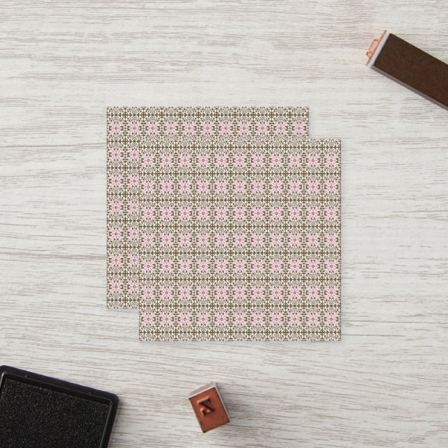 ein rosa und braunes Muster auf weißem Hintergrund Treuekarte (Vorderseite/Rückseite Beispiel)