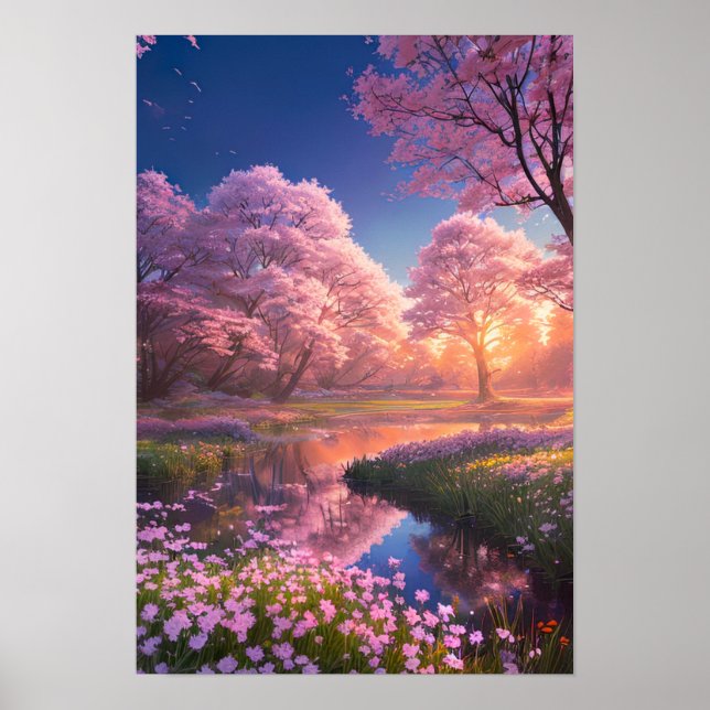 Ein rosafarbener Sonnenuntergang, die Embrace eine Poster (Vorne)