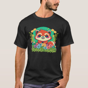 Ein rosawangiges rotes Pandas farbenfrohes Gartena T-Shirt
