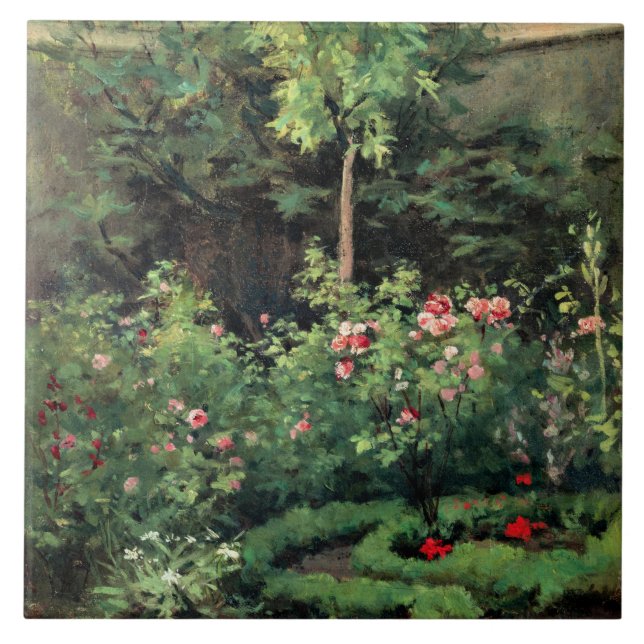 Ein Rose-Garten, Kunstwerke von Camille Pissarro, Fliese (Vorderseite)