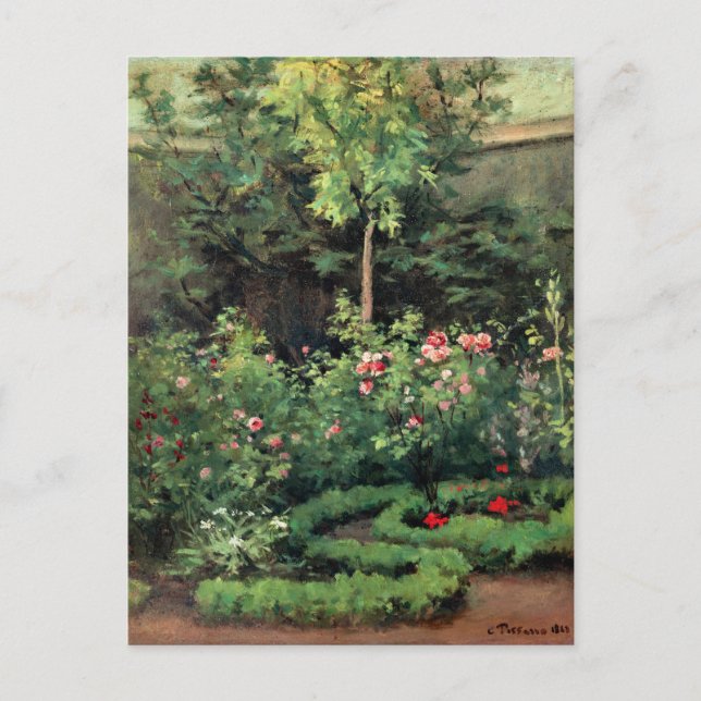 Ein Rose-Garten, Kunstwerke von Camille Pissarro, Postkarte (Vorderseite)