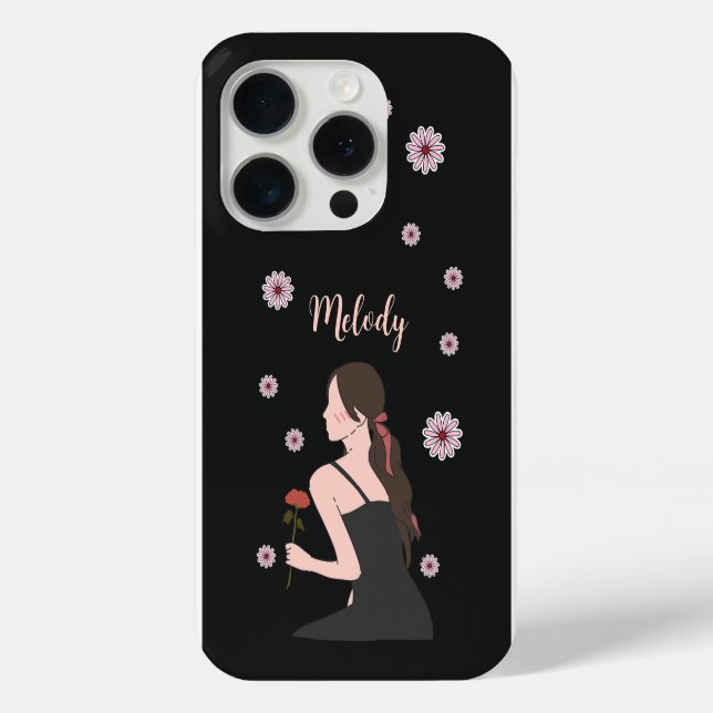 Ein Rose-Mädchen mit rosa Blume Case-Mate iPhone Hülle (Rückseite)