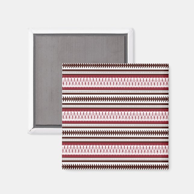 ein rot-weiß gestreiftes Muster Magnet (Vorderseite/Rückseite)