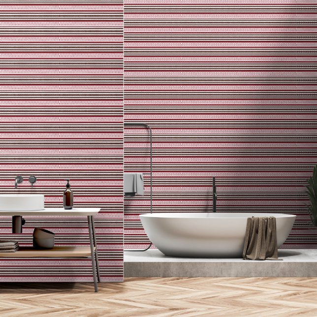 ein rot-weiß gestreiftes Muster Tapete (Badezimmer)