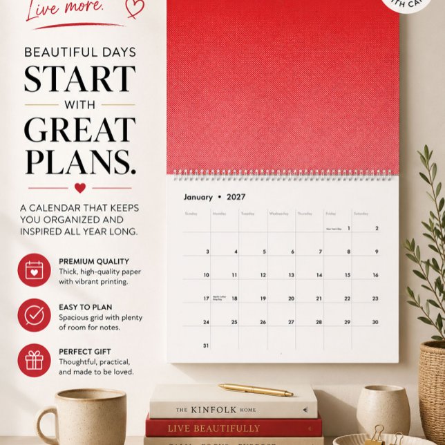 ein rot-weißer Hintergrund mit kleinen Quadraten Kalender (Von Creator hochgeladen)