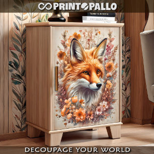 Ein roter Fuchs mit Blume-Rahmen Seidenpapier