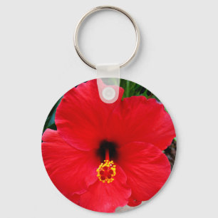 Ein roter Hibiskus-Blumen-Schlüsselanhänger Schlüsselanhänger