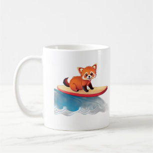 Ein roter Panda auf einem Surfbrett Kaffeetasse