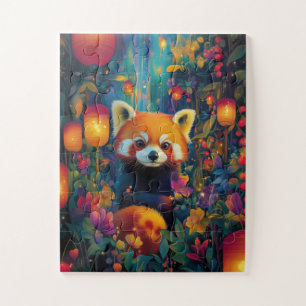 Ein roter Panda, der in einem bezaubernden Wald si