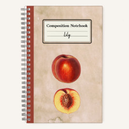 Ein roter Pfirsich und eine halbe Personalisierte  Notizbuch