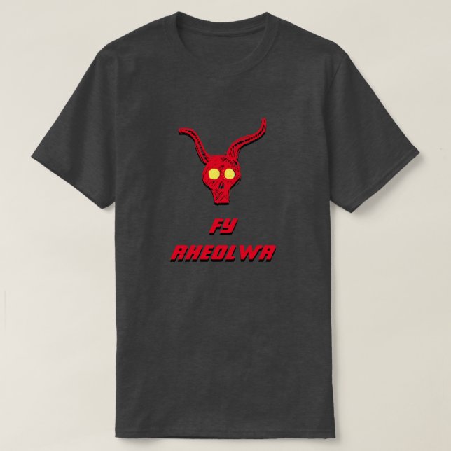 Ein roter Schädel und ein Text-Fy-Ruder T-Shirt (Design vorne)