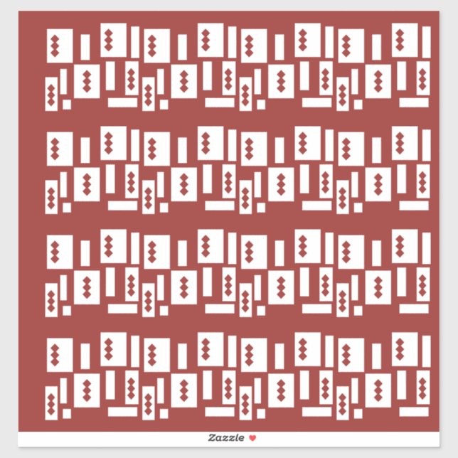 Ein roter Teppich mit einem textilen Muster wird a Aufkleber (Blatt)