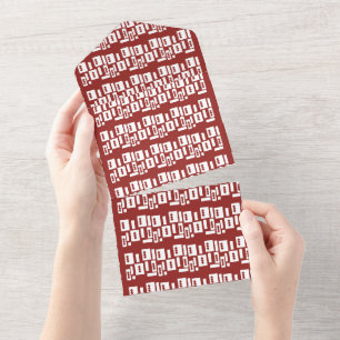 Ein roter Teppich mit texturiertem Muster ist ausg All In One Einladung
