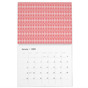 ein roter und weißer Hintergrund mit einem Muster Kalender