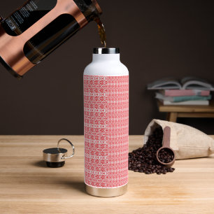 ein roter und weißer Hintergrund mit einem Muster Trinkflasche