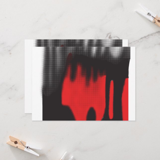 Ein rotes grafisches Design mit fett geometrischer Einladung (Vorderseite/Rückseite Beispiel)