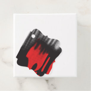Ein rotes grafisches Design mit fett geometrischer Geschenkanhänger