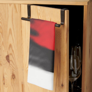 Ein rotes grafisches Design mit fett geometrischer Geschirrtuch