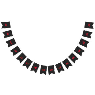 ein rotes h- und m-Logo auf schwarzem Hintergrund Wimpelkette