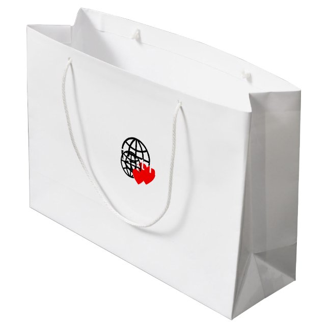 Ein rotes Herzsymbol mit glatten, fetten Linien Große Geschenktüte (Rückseite Schrägansicht)
