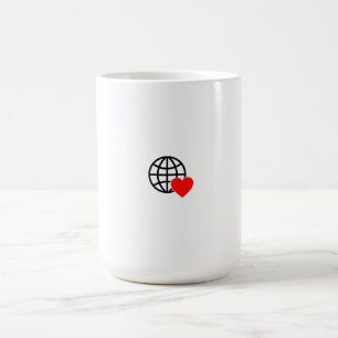 Ein rotes Herzsymbol mit glatten, fetten Linien Kaffeetasse