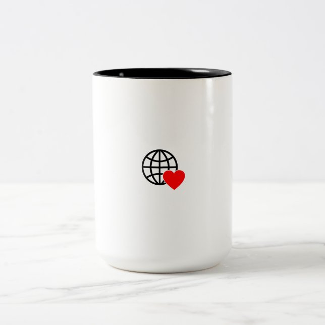 Ein rotes Herzsymbol mit glatten, fetten Linien Zweifarbige Tasse (Mittel)