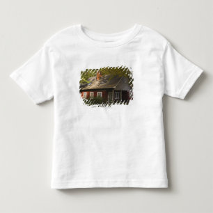 Ein rotes Klotz-Zuhause Kleinkind T-shirt