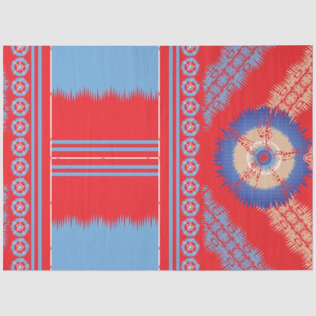 ein rotes und blaues Muster Seidenpapier (Vorderseite)
