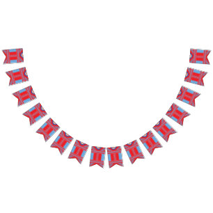 ein rotes und blaues Muster Wimpelkette