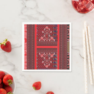 ein rotes und schwarzes Bild mit einem roten Herz Serviette